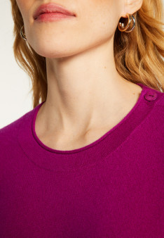 Pull ample boutonné à col rond en cachemire - Acene