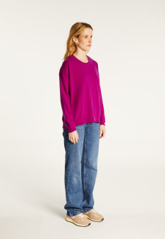 Loose-fit buttoned cashmere round-neck sweater - Acene