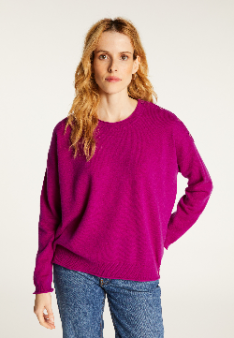 Loose-fit buttoned cashmere round-neck sweater - Acene