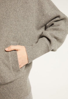 Sweat zippé à capuche manches chauves souris en cachemire et laine recyclés - Albin