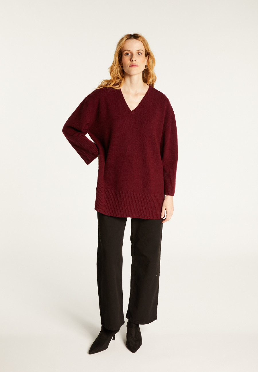 Loose sweater with slits in recycled cashmere and wool - Darius