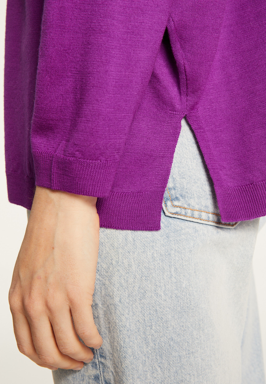 Loose-fitting merino wool round neck sweater - Azel