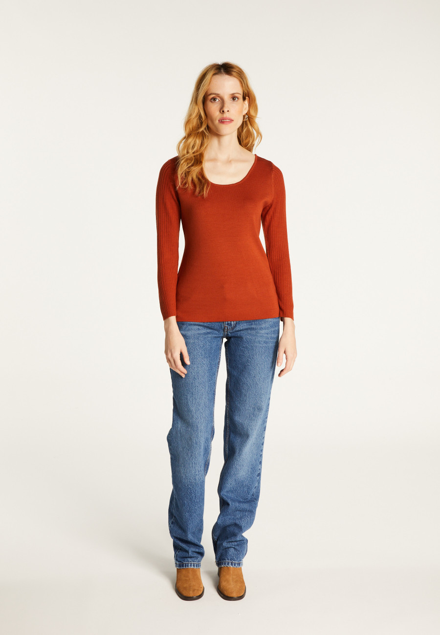 Pull col rond en laine mérinos maille fine - Altesa