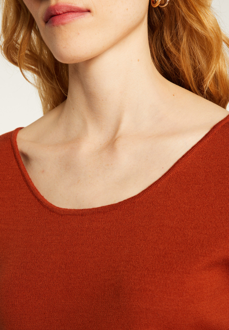 Fine-knit merino wool round-neck sweater - Altesa