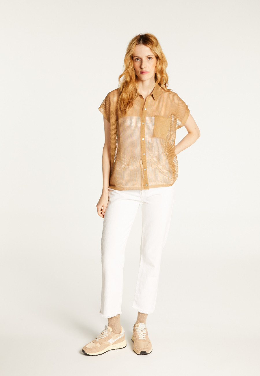 Short-sleeved blouse with iridescent effect - Stacy