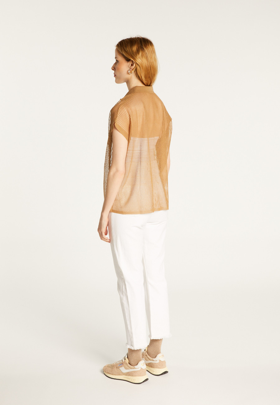 Short-sleeved blouse with iridescent effect - Stacy