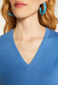 Merino wool V-neck sweater with slits - Aurora