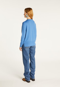 Merino wool V-neck sweater with slits - Aurora
