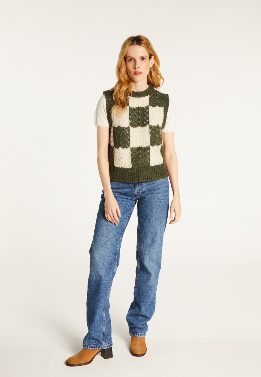 Openwork sleeveless wool cocoon sweater - Geva