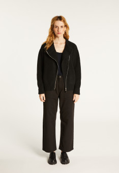 Asymmetrical wool and cashmere zip jacket - Gwenn