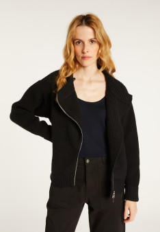 Asymmetrical wool and cashmere zip jacket - Gwenn