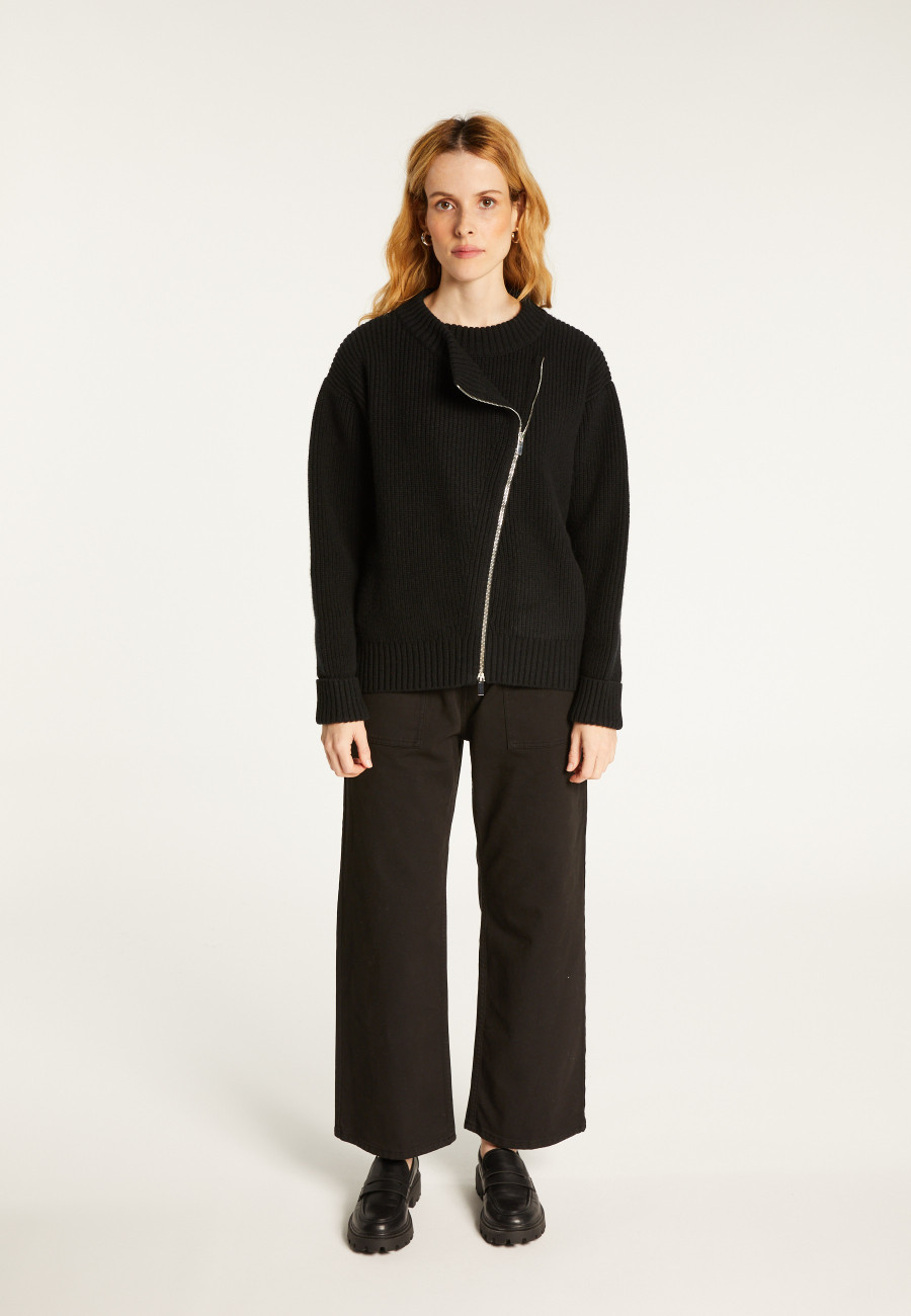 Asymmetrical wool and cashmere zip jacket - Gwenn