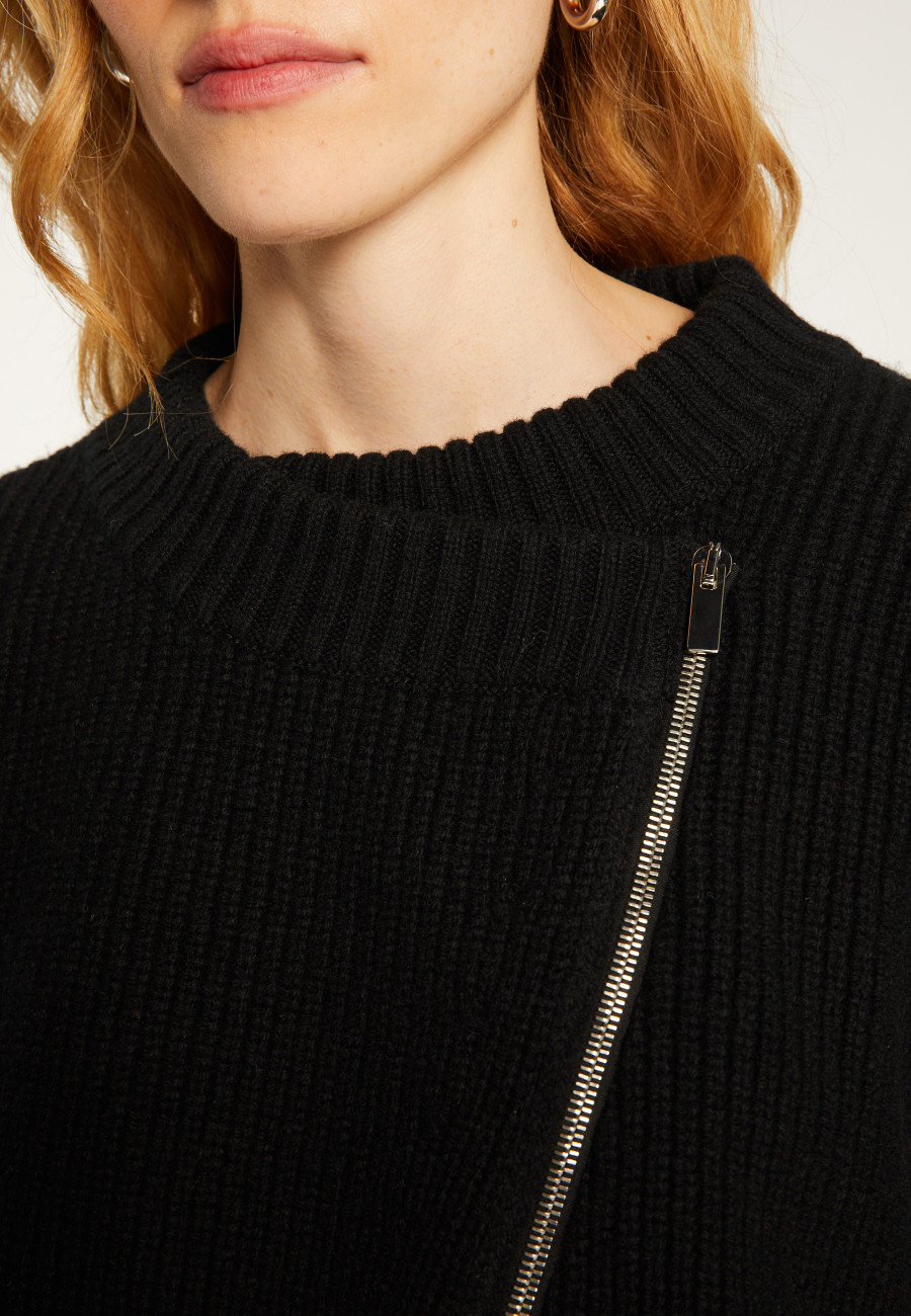 Asymmetrical wool and cashmere zip jacket - Gwenn