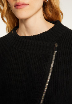 Asymmetrical wool and cashmere zip jacket - Gwenn