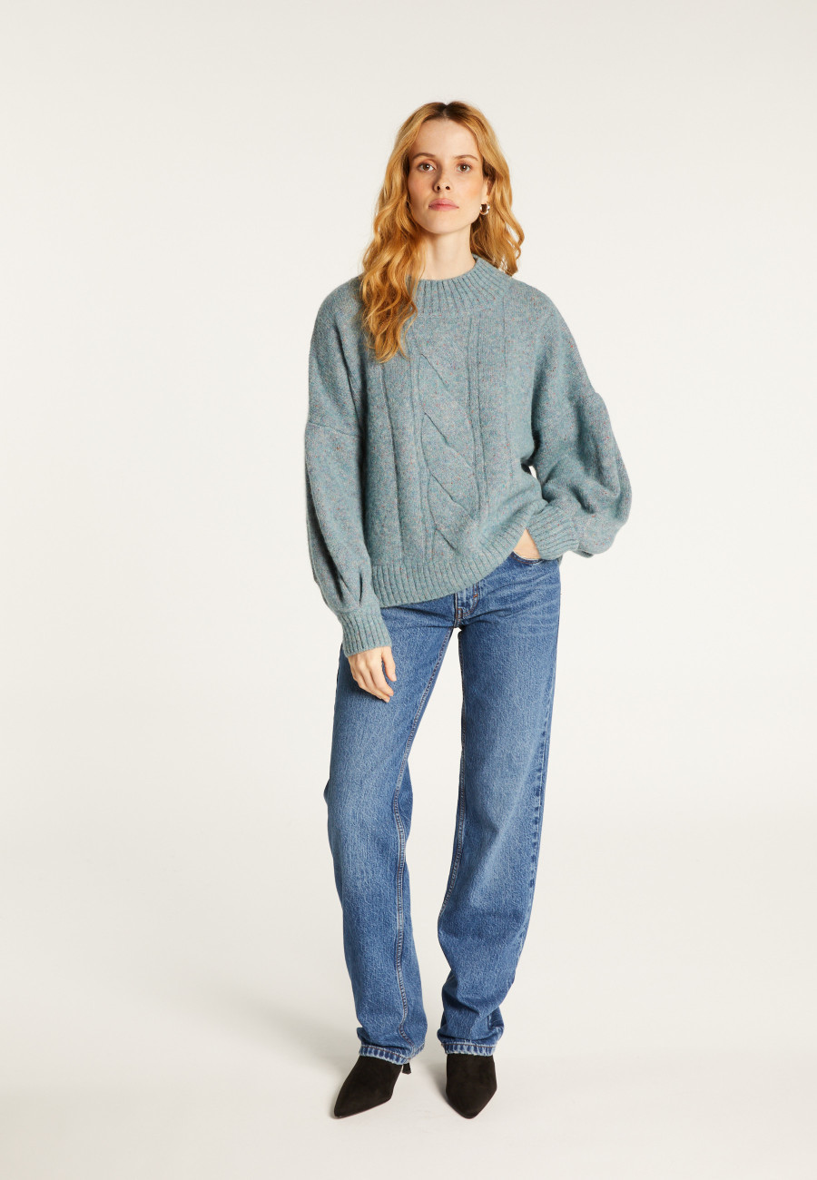 Pull ras de cou chiné en laine mélangée - Laetitia