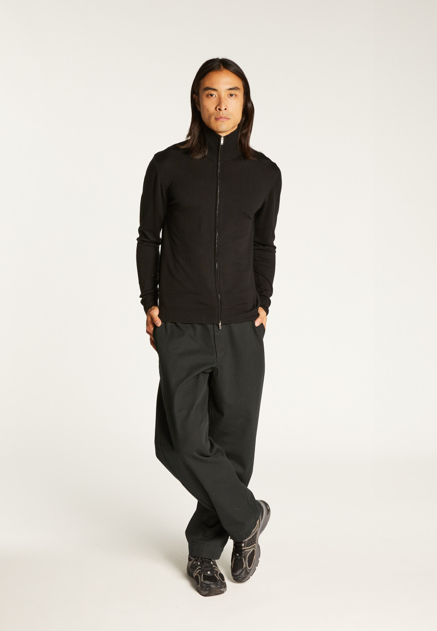 Gilet zippé avec logo en laine mérinos