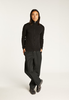 Zipped vest with logo in merino wool