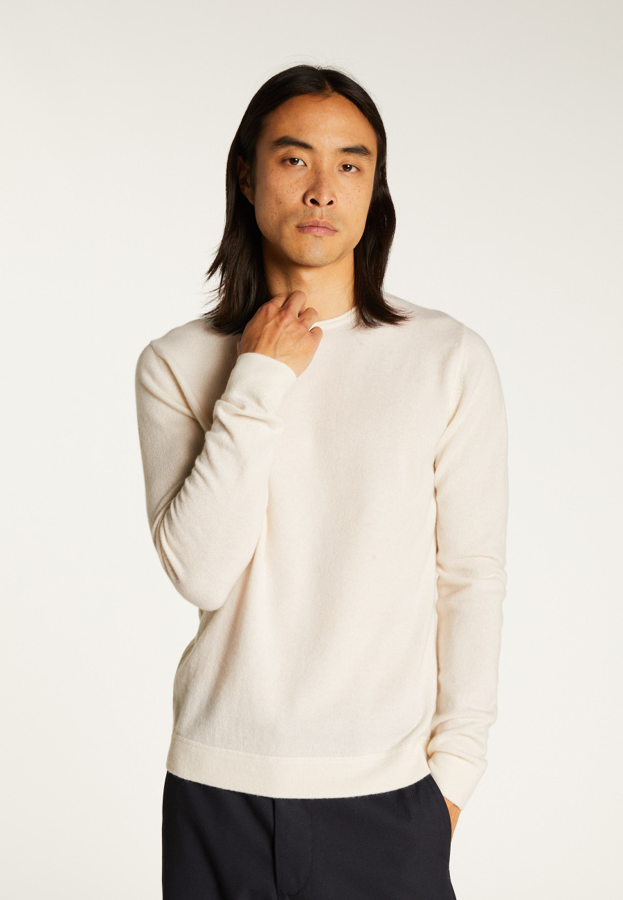 Round-neck cashmere sweater with rolled finishes - Ernest