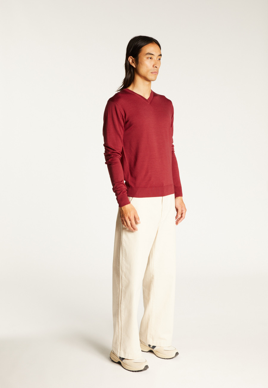 Pull col V en laine mérinos - Elmo