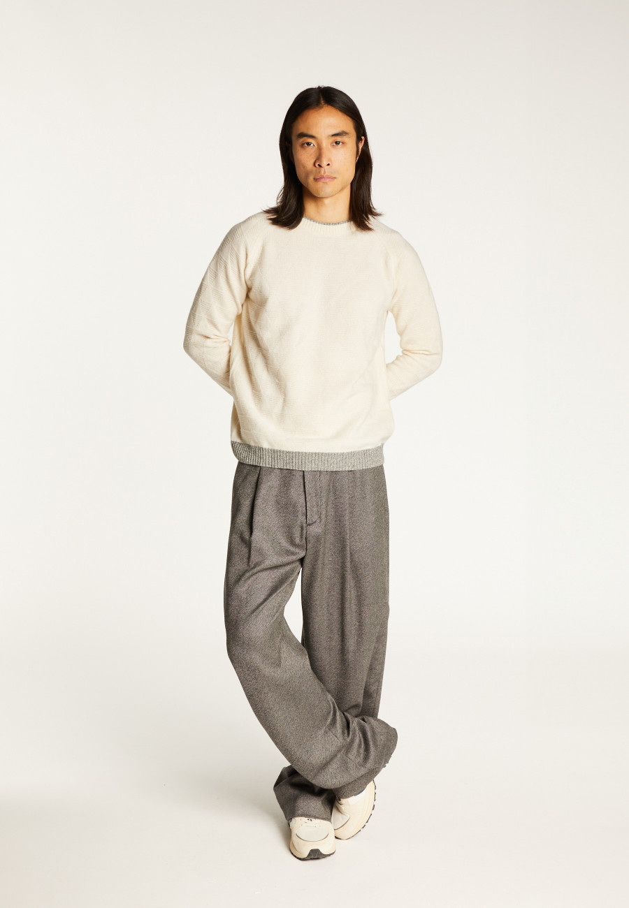 Pull bicolore en laine et cachemire - Samir