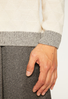 Pull bicolore en laine et cachemire - Samir