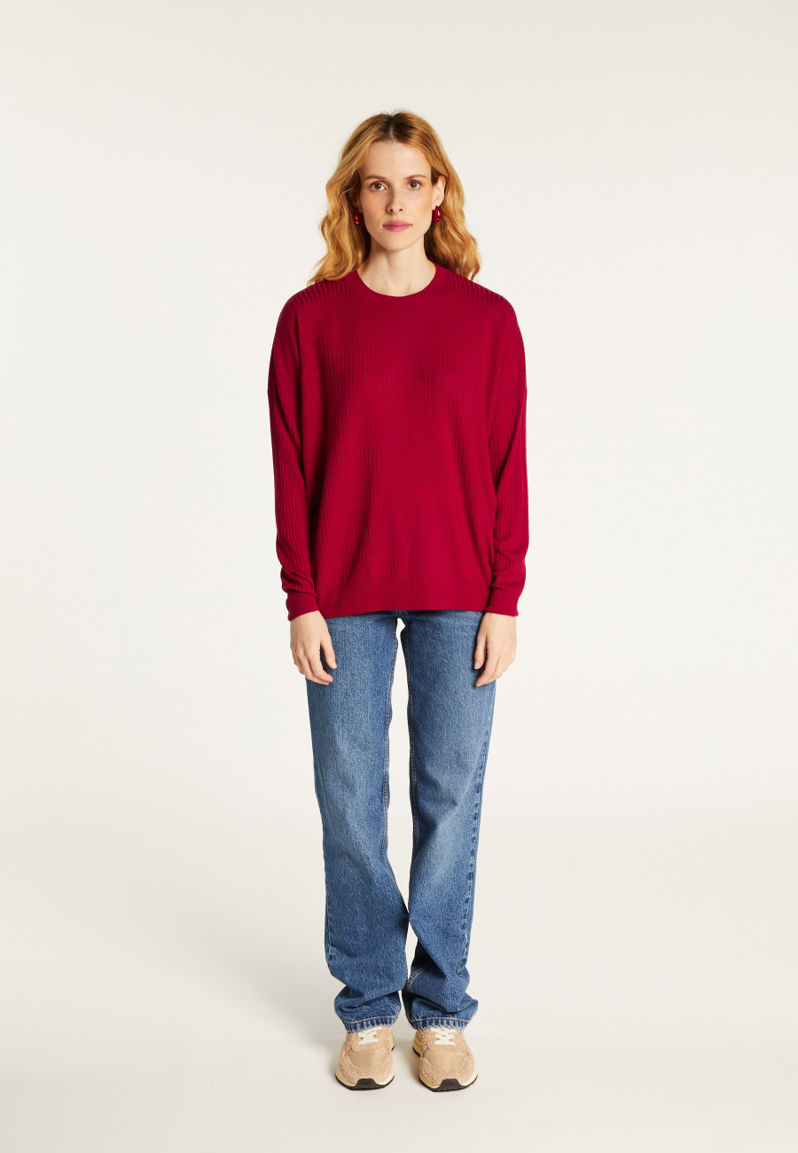 Pull oversize à côtes en laine pour femme