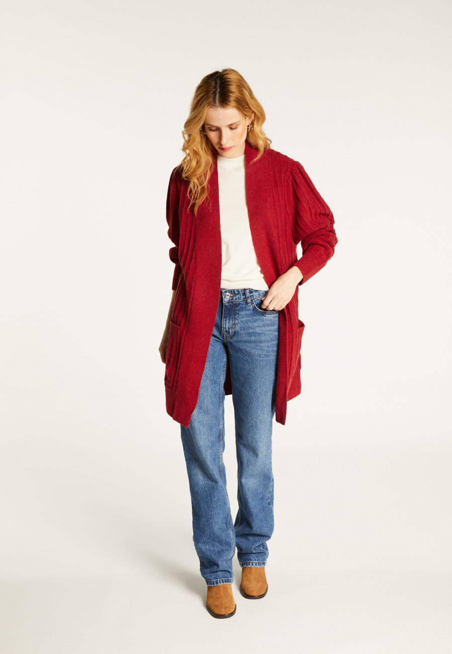 Long gilet en laine alpaga manches ballons - Damy