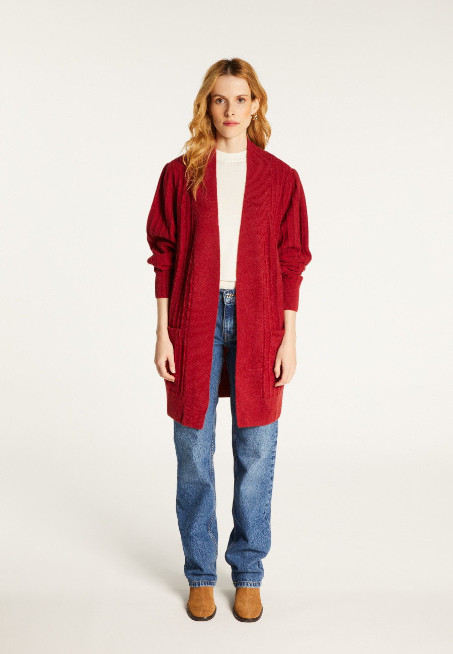 Long gilet en laine alpaga manches ballons - Damy