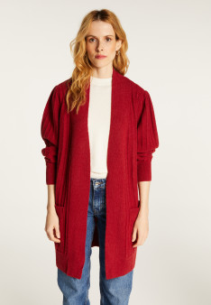 Long gilet en laine alpaga manches ballons - Damy