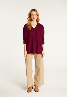 V-neck cashmere sweater with side slits - Accacia