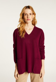 V-neck cashmere sweater with side slits - Accacia