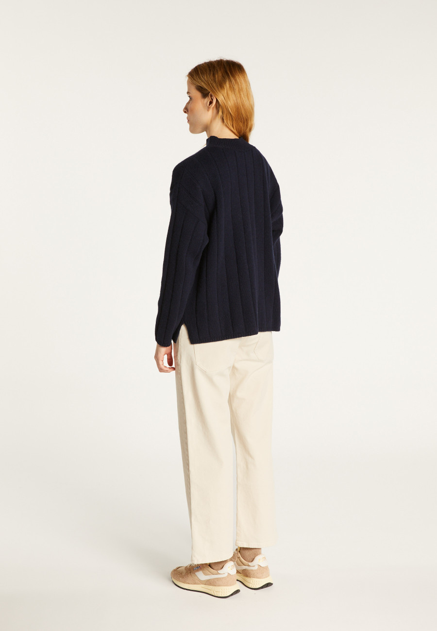 Pull col montant zippé en cachemire mélangé - Lodric