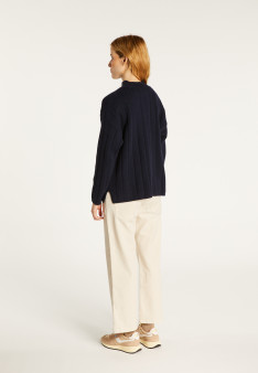 Zipped high-neck sweater in recycled cashmere and wool - Lodric