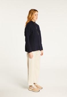 Pull col montant zippé en cachemire et laine recyclés - Lodric