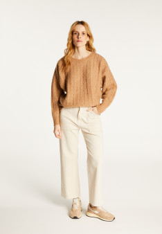 Pull ample maille fantaisie en laine cocon - Gassia