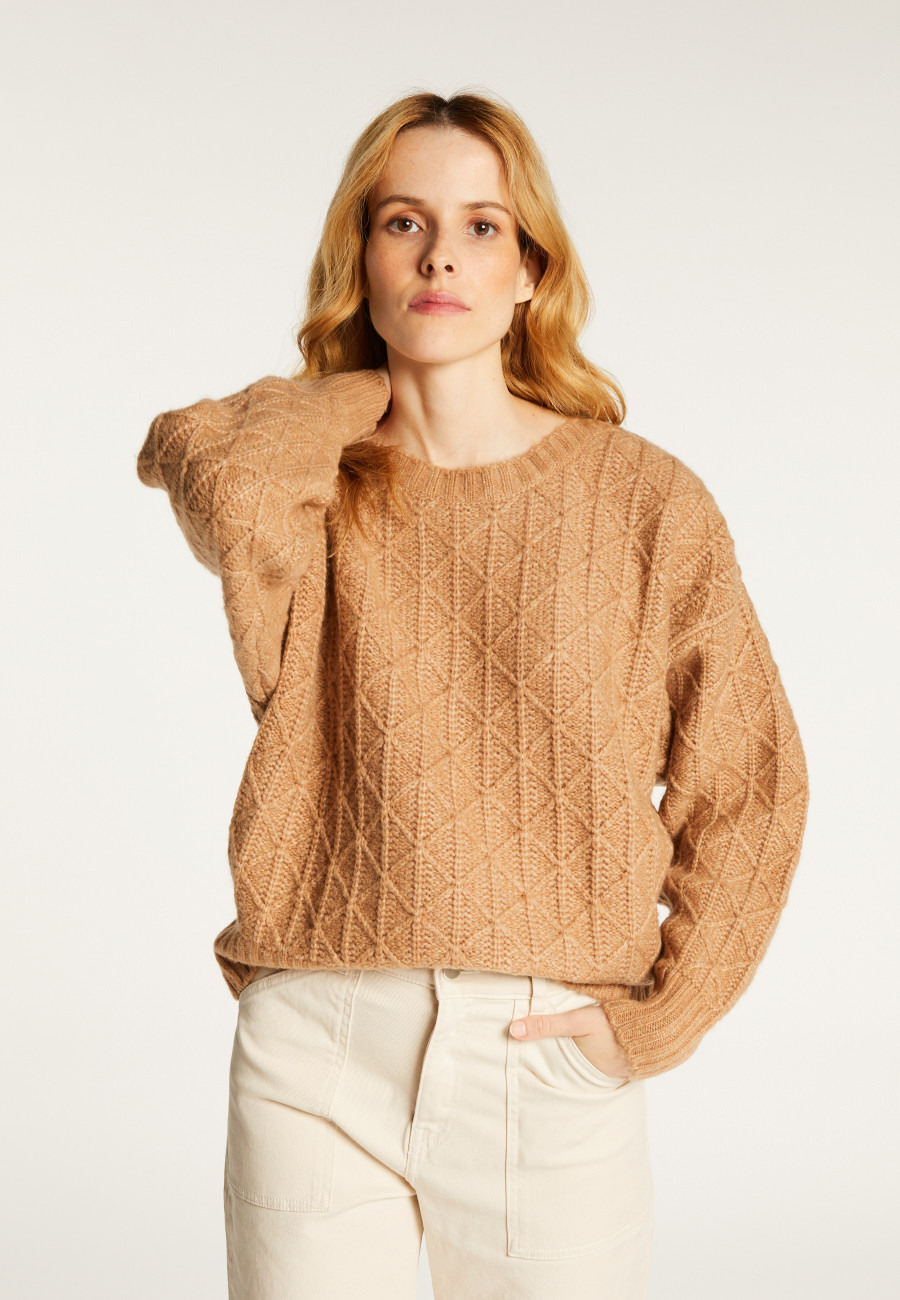 Pull ample à jeux de points en laine cocon - Gassia