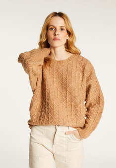 Pull ample maille fantaisie en laine cocon - Gassia