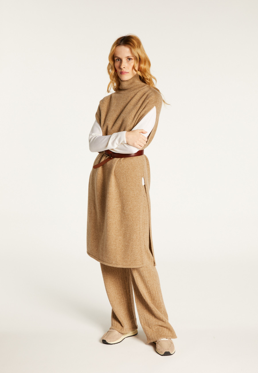 Sleeveless high neck tunic in wool and cashmere - Garance