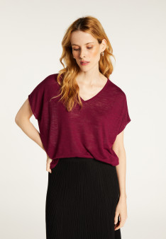 Slub linen V-neck T-shirt - Larra