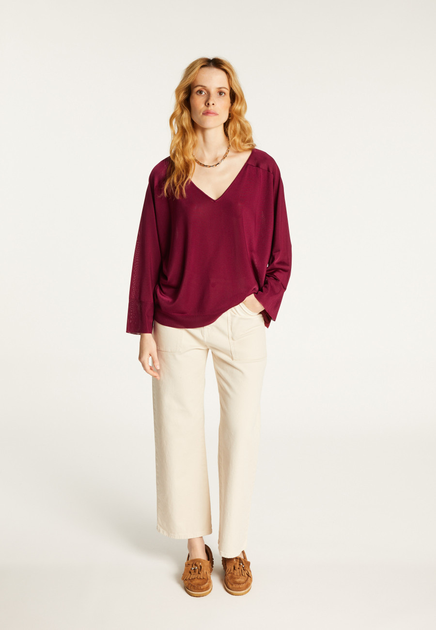 V-neck pullover in Fil Lumière® Delly