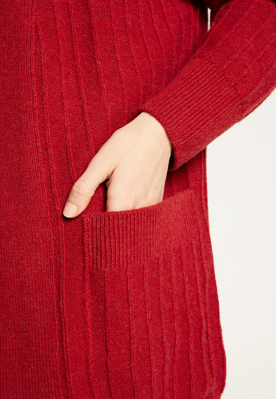 Long alpaca wool cardigan with balloon sleeves - Damy
