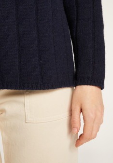 Pull col montant zippé en cachemire et laine recyclés - Lodric