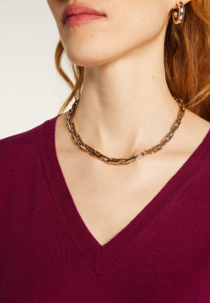 V-neck sweater in merino wool with ribbed edges - Arya