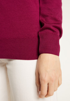 Pull col V en laine mérinos finitions bord côtes - Arya