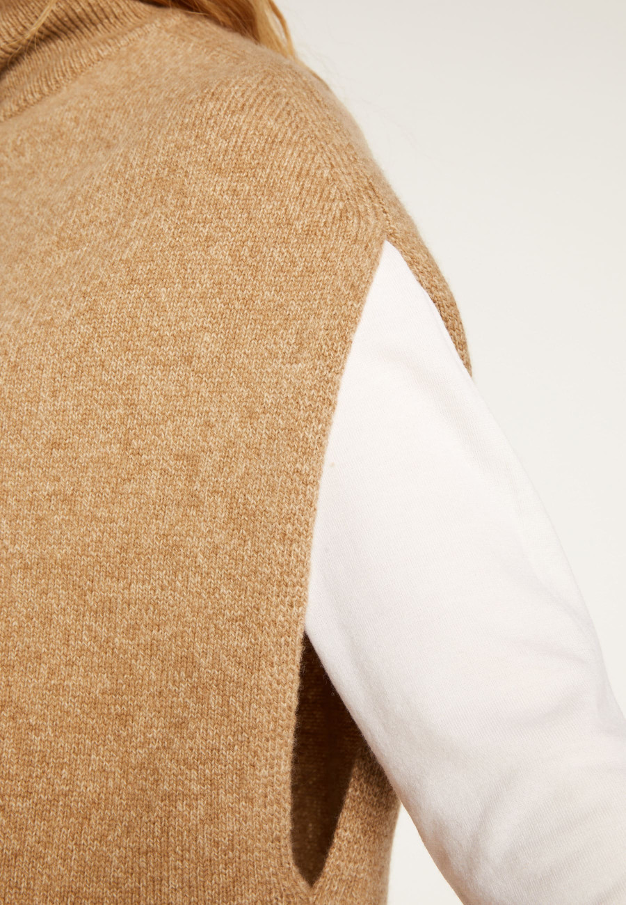 Sleeveless high neck tunic in wool and cashmere - Garance
