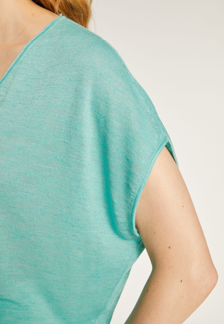 T-shirt col V en lin flammé - Larra