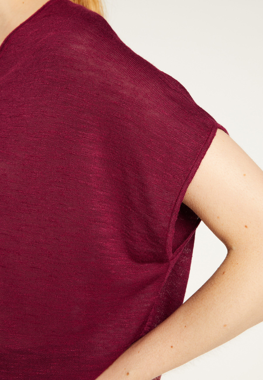 Slub linen V-neck T-shirt - Larra