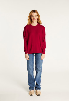 Pull oversize à côtes en laine pour femme