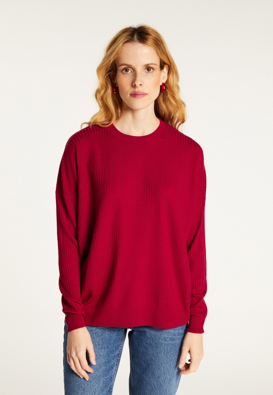 Pull oversize à côtes en laine pour femme