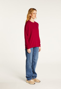 Pull oversize à côtes en laine pour femme